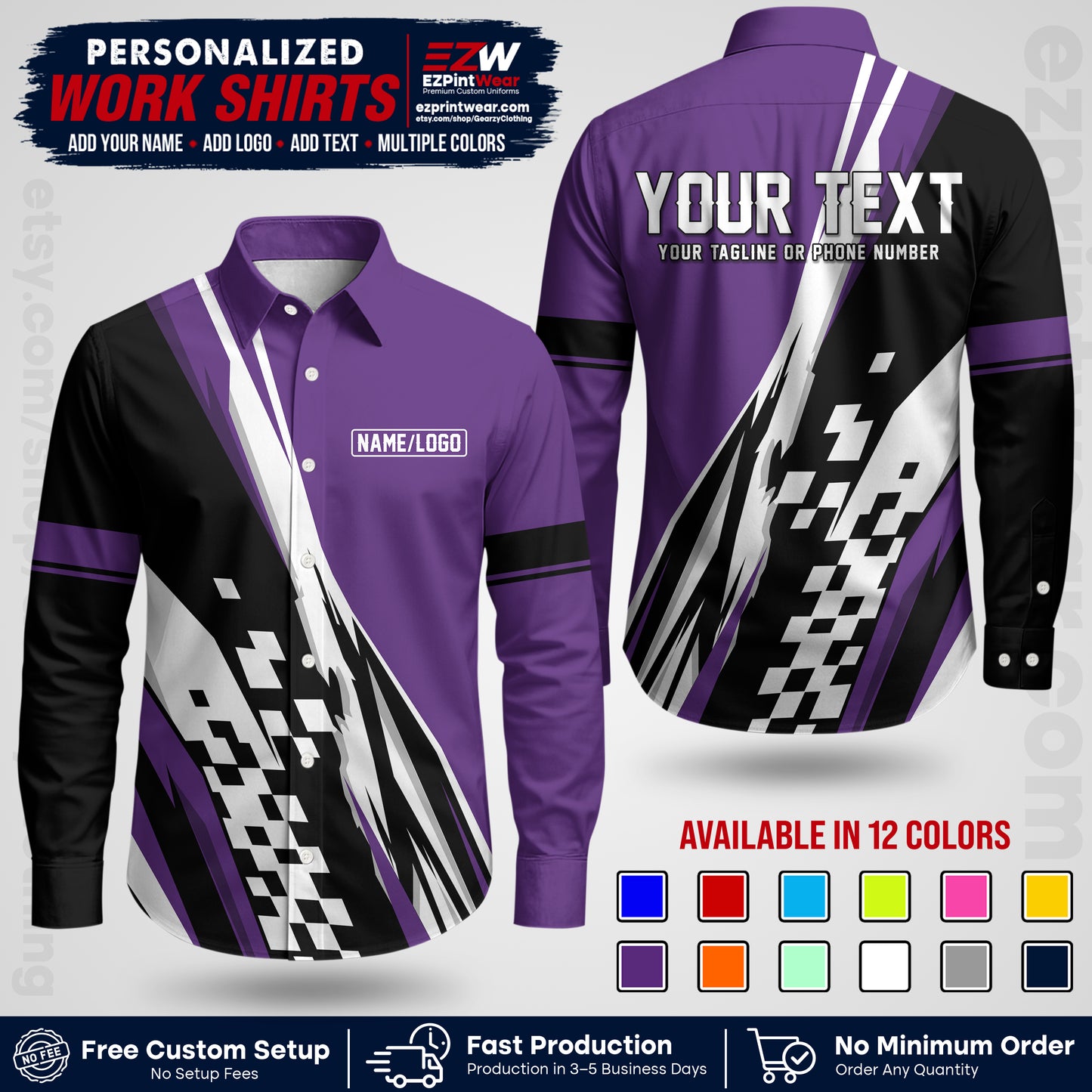 Custom Racing Shirt with Name, Logo & Text | Race Team Uniform | Crew Apparel RC04