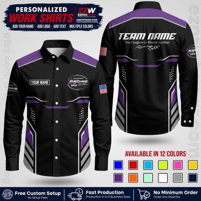 Custom Racing Shirt with Name, Logo & Text | Race Team Uniform | Crew Apparel RC10