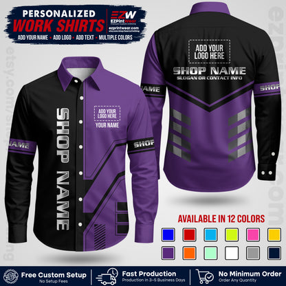Custom All Over Print Work Uniform Shirt with Name, Logo & Text | Custom Hawaiian Shirt | Company Shirt | Employee Uniform UNF11