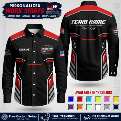 Custom Racing Shirt with Name, Logo & Text | Race Team Uniform | Crew Apparel RC10