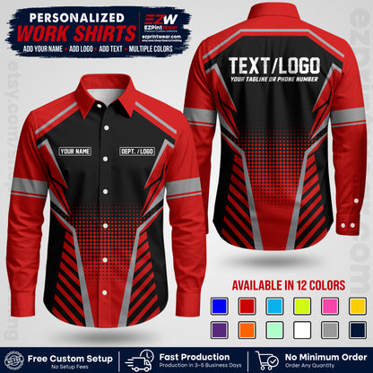Custom All Over Print Work Uniform Shirt with Name, Logo & Text | Custom Hawaiian Shirt | Company Shirt | Employee Uniform UNF14
