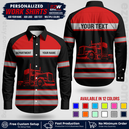 Personalized Truck Driver Workwear Uniform | Custom Safety Stripe Apparel | Non-Reflective Reflective Style Design TW02