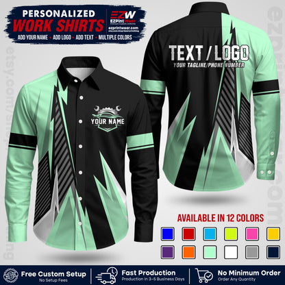Custom Mechanic Work Shirt with Name, Logo & Text | Auto Shop Uniform | Workwear MCN 01