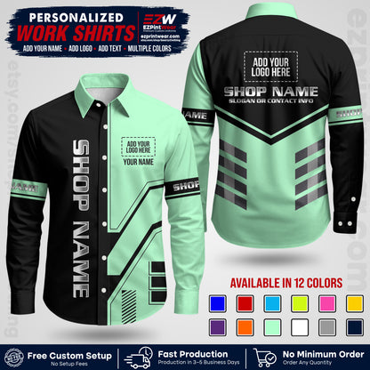 Custom All Over Print Work Uniform Shirt with Name, Logo & Text | Custom Hawaiian Shirt | Company Shirt | Employee Uniform UNF11