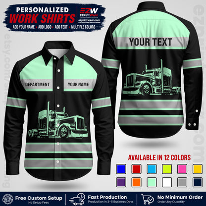 Personalized Truck Driver Workwear Uniform | Custom Safety Stripe Apparel | Non-Reflective Reflective Style Design TW02