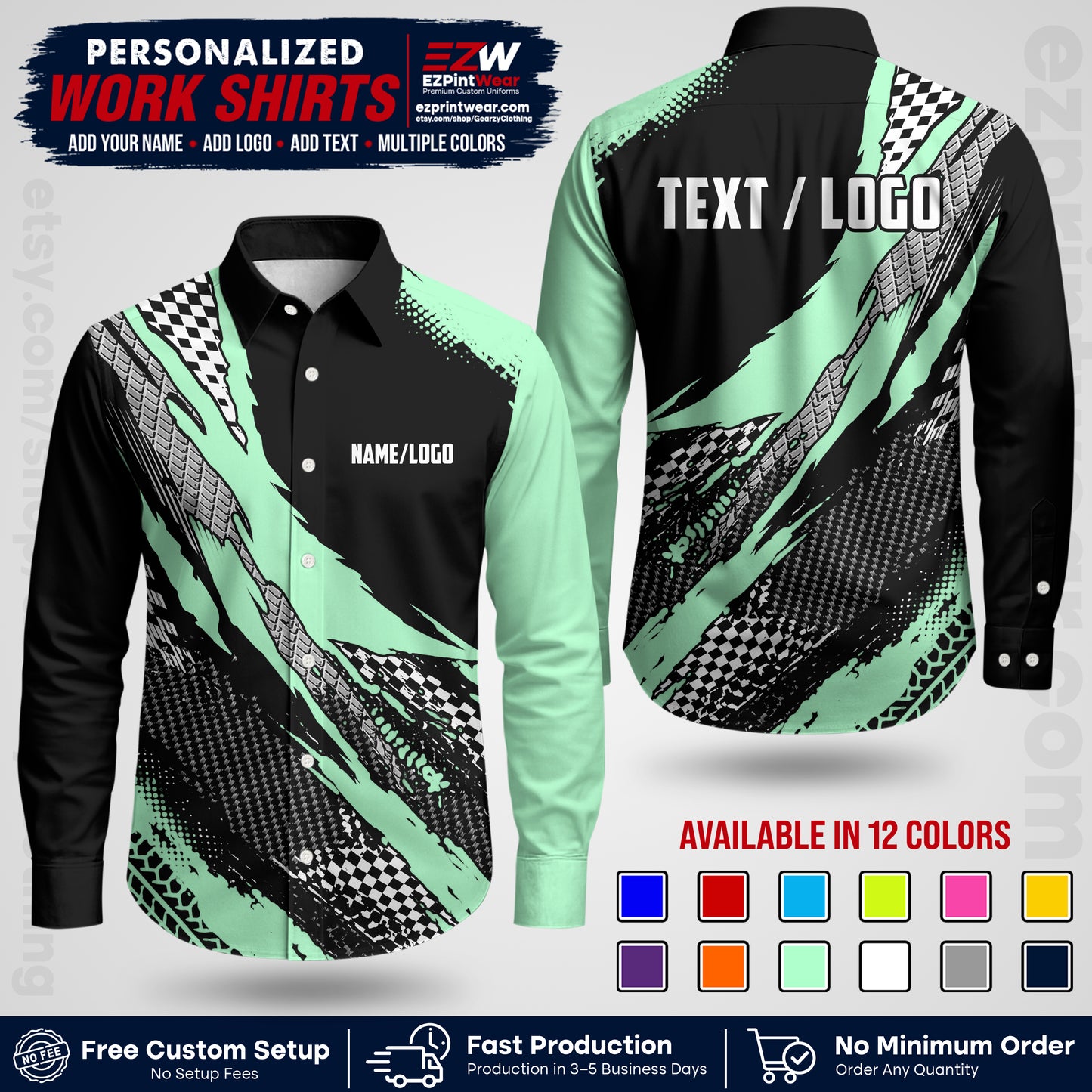 Custom Racing Shirt with Name, Logo & Text | Race Team Uniform | Crew Apparel RC05
