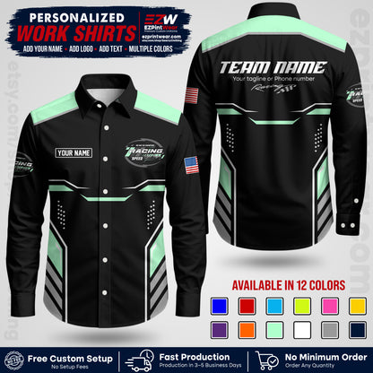 Custom Racing Shirt with Name, Logo & Text | Race Team Uniform | Crew Apparel RC10
