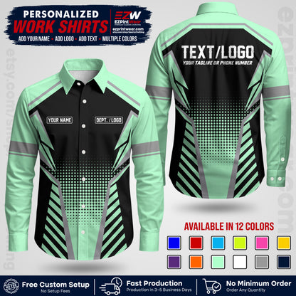 Custom All Over Print Work Uniform Shirt with Name, Logo & Text | Custom Hawaiian Shirt | Company Shirt | Employee Uniform UNF14