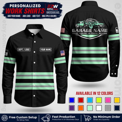 Custom Towing Workwear Uniform | Personalized Tow Truck Shirt | Non-Reflective Safety Stripe Apparel | Custom Towing Shirt | Tow Truck Apparel TW03