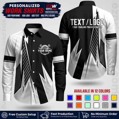 Custom Mechanic Work Shirt with Name, Logo & Text | Auto Shop Uniform | Workwear MCN 01