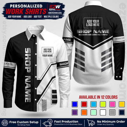 Custom All Over Print Work Uniform Shirt with Name, Logo & Text | Custom Hawaiian Shirt | Company Shirt | Employee Uniform UNF11