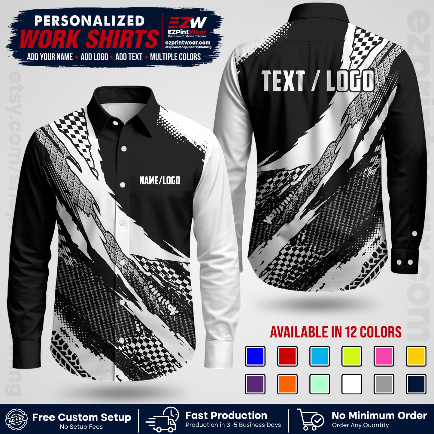 Custom Racing Shirt with Name, Logo & Text | Race Team Uniform | Crew Apparel RC05