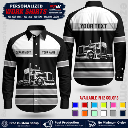 Personalized Truck Driver Workwear Uniform | Custom Safety Stripe Apparel | Non-Reflective Reflective Style Design TW02