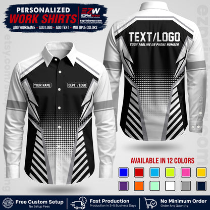 Custom All Over Print Work Uniform Shirt with Name, Logo & Text | Custom Hawaiian Shirt | Company Shirt | Employee Uniform UNF14