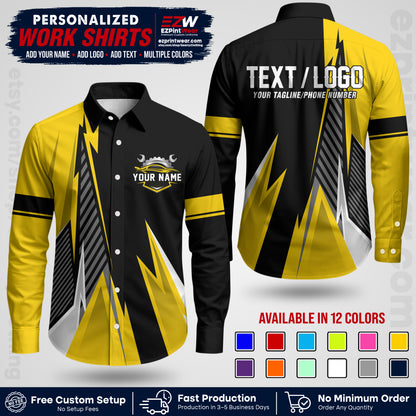 Custom Mechanic Work Shirt with Name, Logo & Text | Auto Shop Uniform | Workwear MCN 01