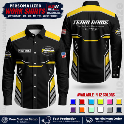 Custom Racing Shirt with Name, Logo & Text | Race Team Uniform | Crew Apparel RC10