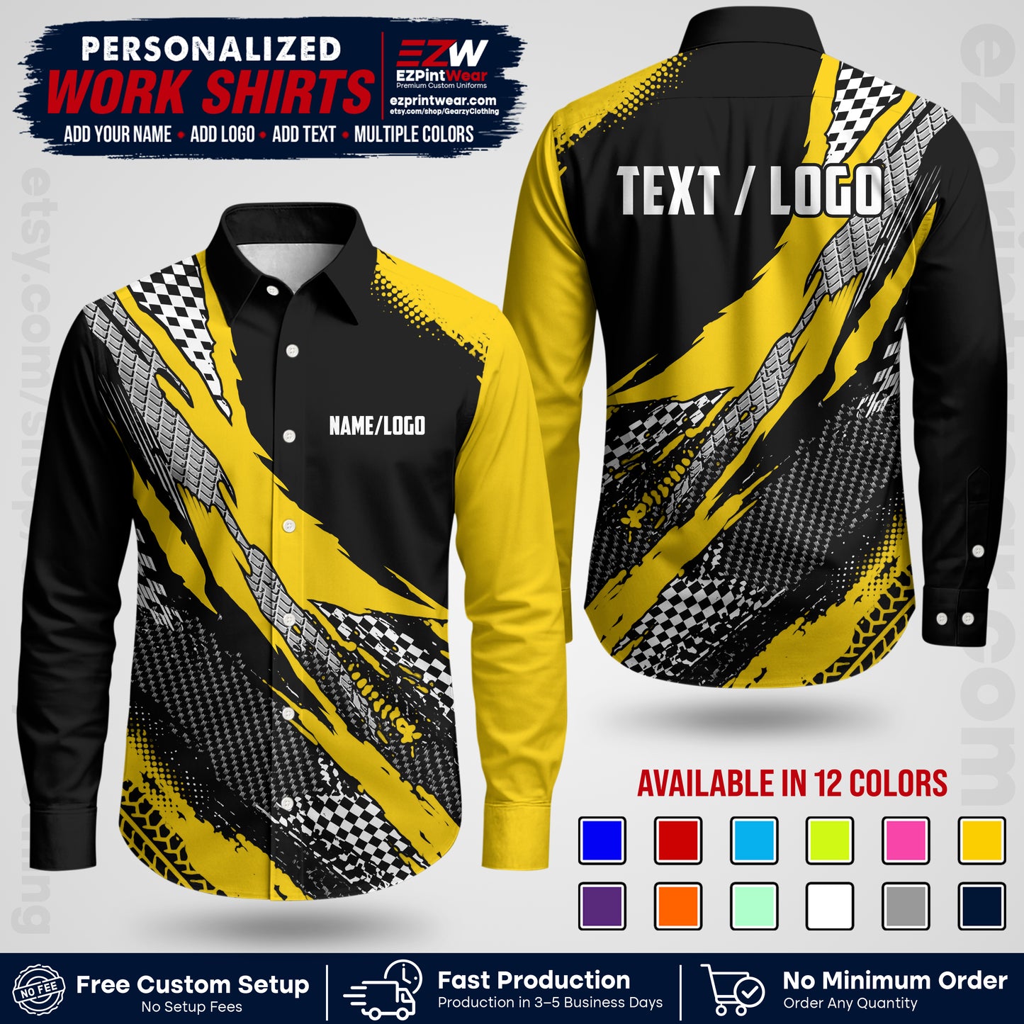 Custom Racing Shirt with Name, Logo & Text | Race Team Uniform | Crew Apparel RC05