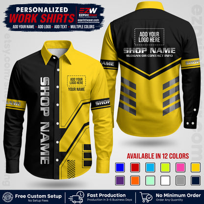 Custom All Over Print Work Uniform Shirt with Name, Logo & Text | Custom Hawaiian Shirt | Company Shirt | Employee Uniform UNF11