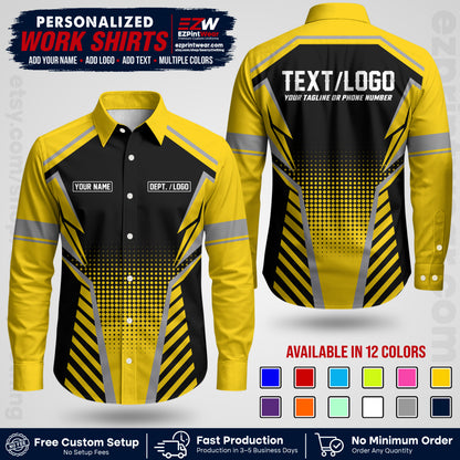 Custom All Over Print Work Uniform Shirt with Name, Logo & Text | Custom Hawaiian Shirt | Company Shirt | Employee Uniform UNF14