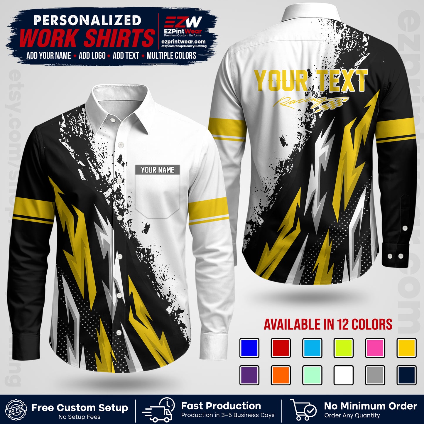 Custom Racing Shirt with Name, Logo & Text | Race Team Uniform | Crew Apparel RC08