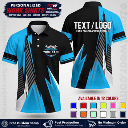 Custom Mechanic Work Shirt with Name, Logo & Text | Auto Shop Uniform | Workwear MCN 01