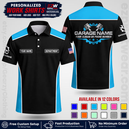 Custom Mechanic Work Shirt with Name, Logo & Text | Auto Shop Uniform | Workwear MCN 07