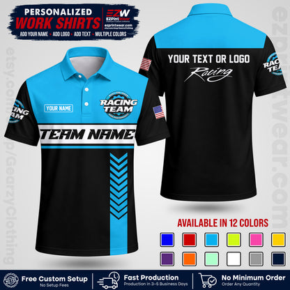 Custom Racing Shirt with Name, Logo & Text | Race Team Uniform | Crew Apparel RC02