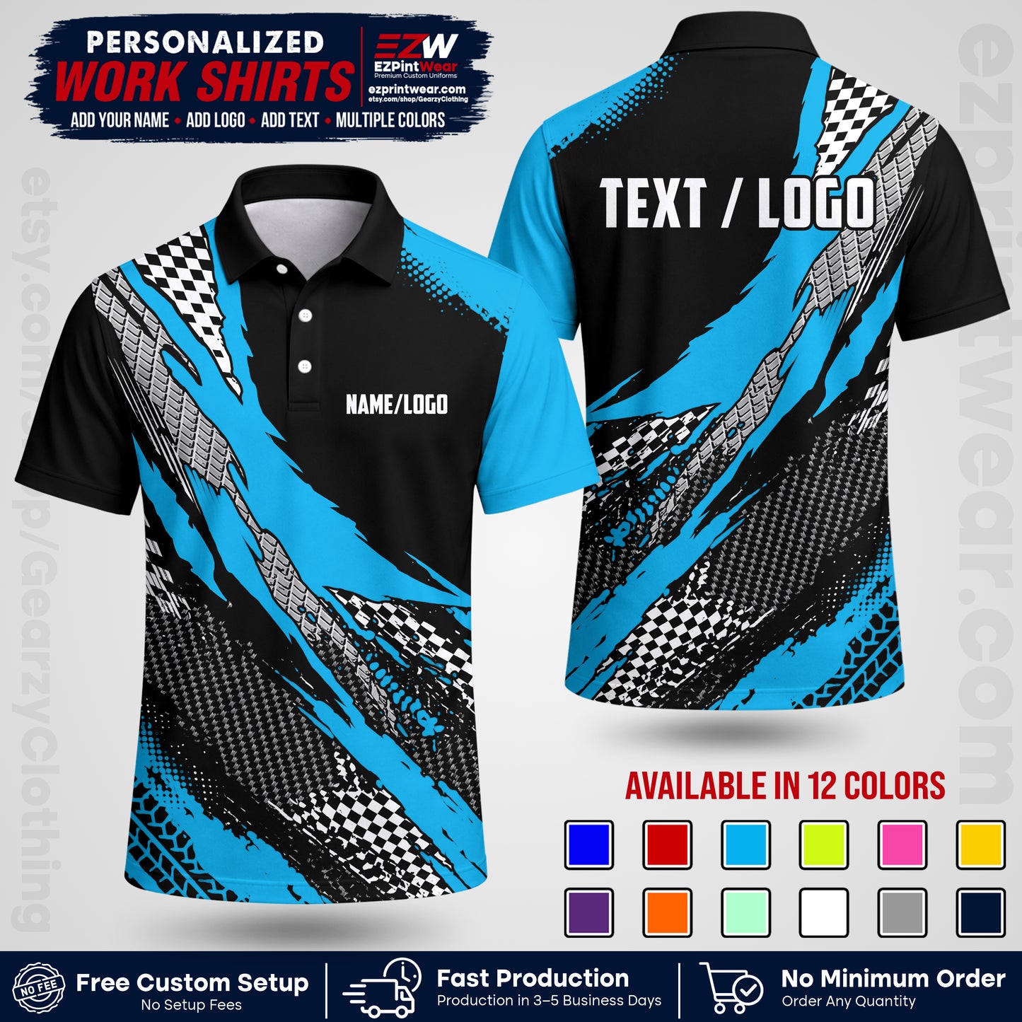 Custom Racing Shirt with Name, Logo & Text | Race Team Uniform | Crew Apparel RC05