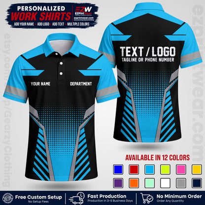 Custom All Over Print Work Uniform Shirt with Name, Logo & Text | Custom Hawaiian Shirt | Company Shirt | Employee Uniform UNF06