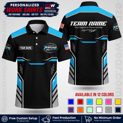 Custom Racing Shirt with Name, Logo & Text | Race Team Uniform | Crew Apparel RC10