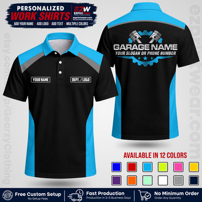 Custom Mechanic Work Shirt with Name, Logo & Text | Auto Shop Uniform | Workwear MCN 06