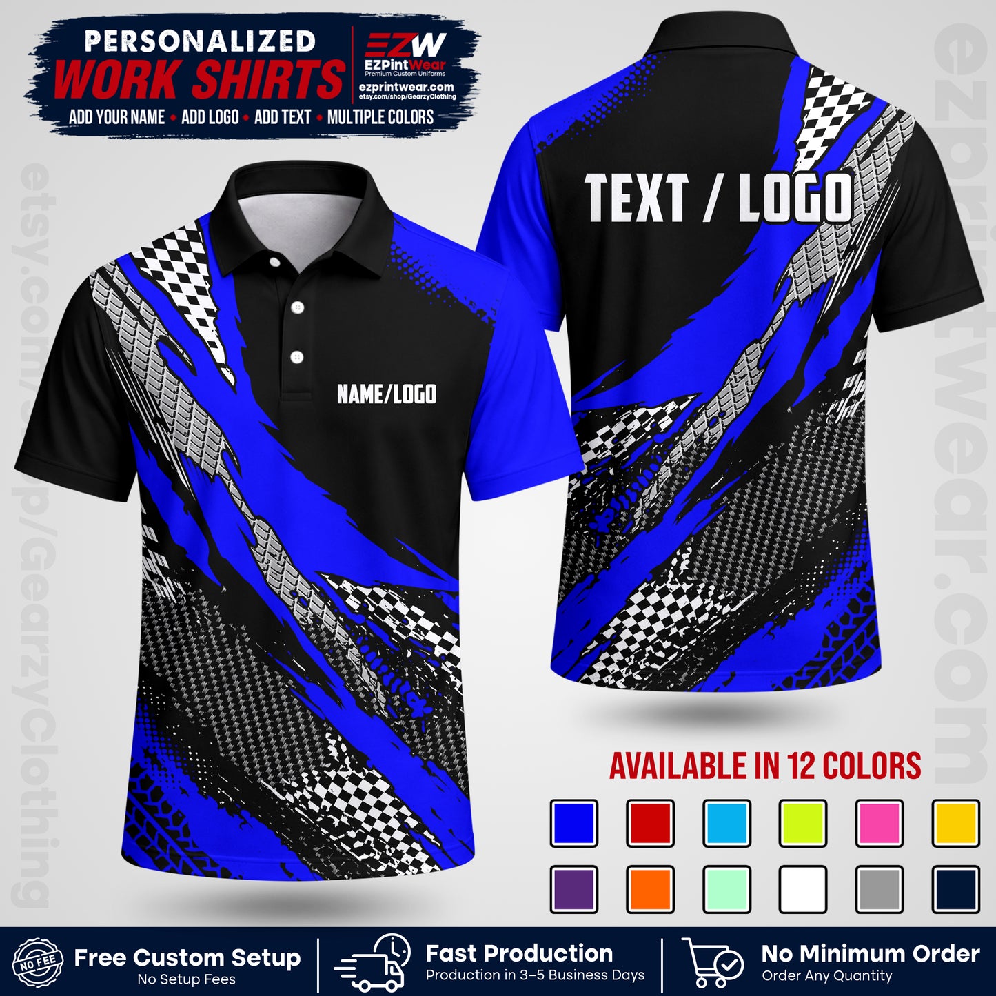 Custom Racing Shirt with Name, Logo & Text | Race Team Uniform | Crew Apparel RC05