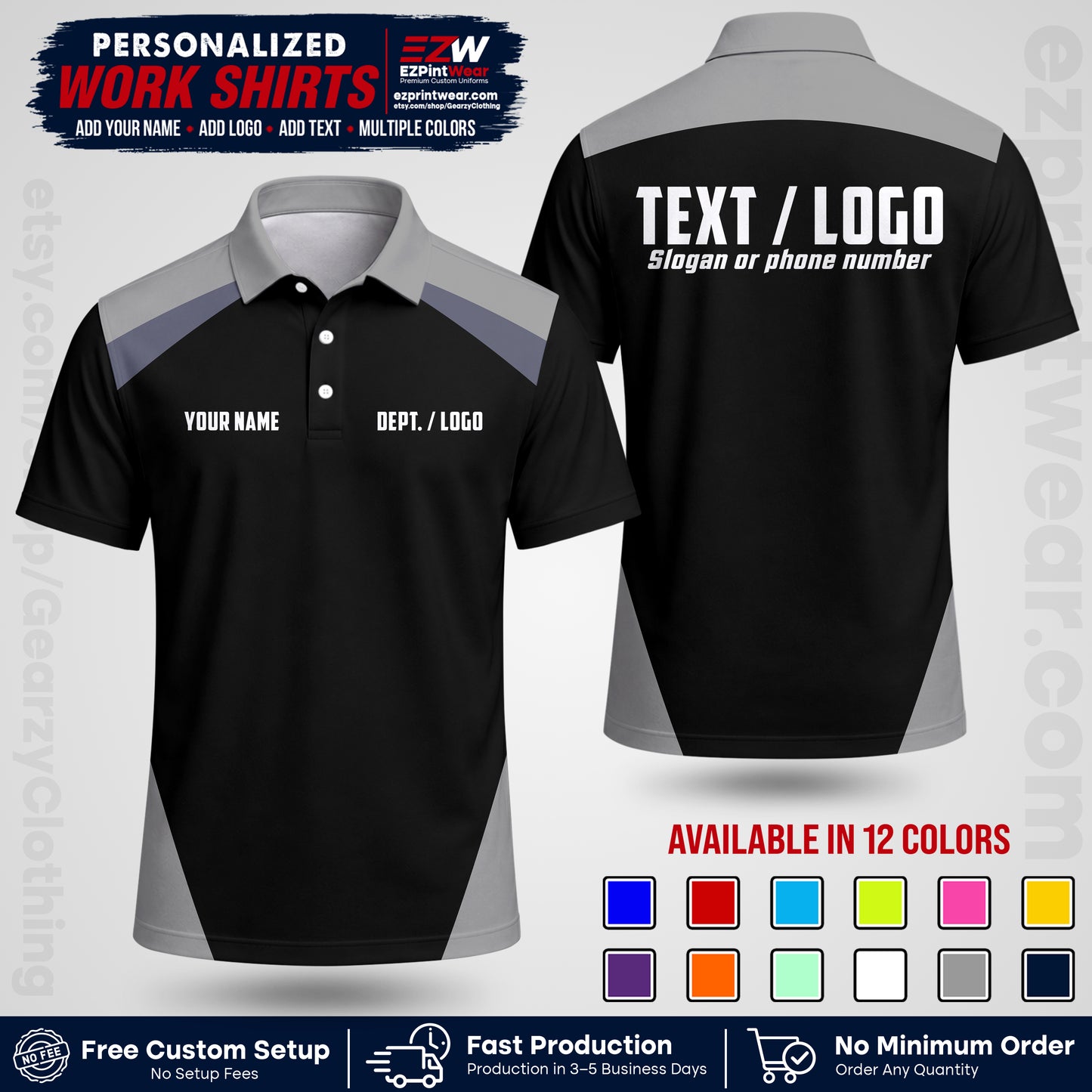 Custom All Over Print Work Uniform Shirt with Name, Logo & Text | Custom Hawaiian Shirt | Company Shirt | Employee Uniform UNF02