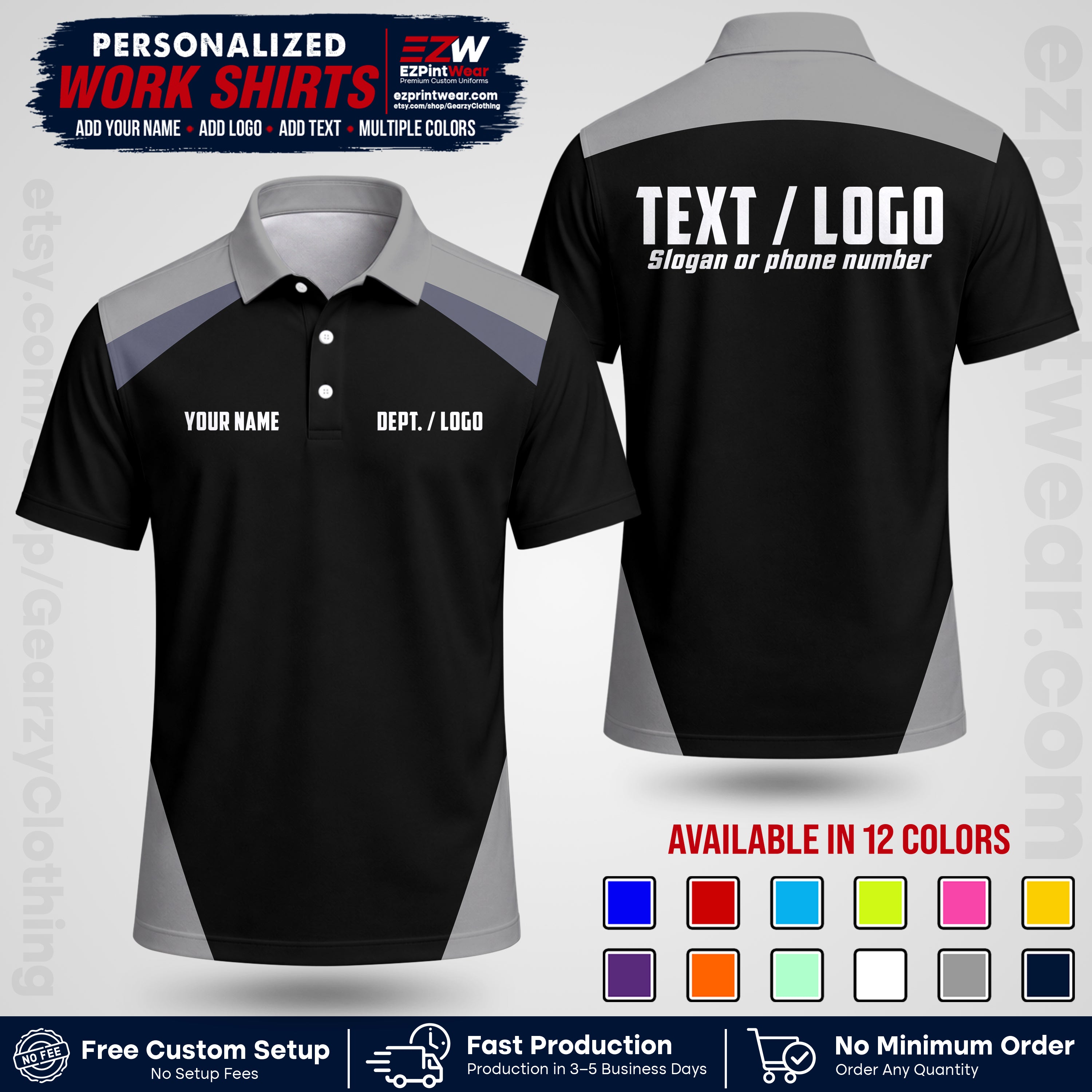 Custom All Over Print Work Uniform Shirt with Name, Logo & Text | Custom Hawaiian Shirt | Company Shirt | Employee Uniform UNF02