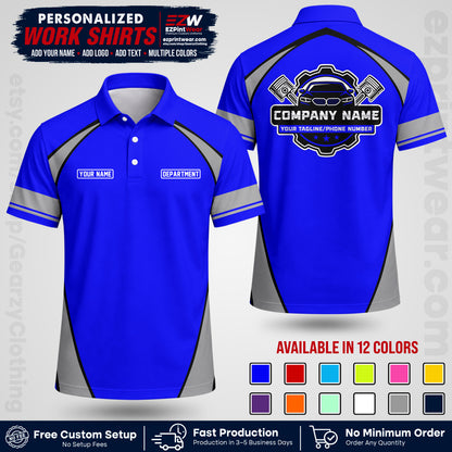 Custom Mechanic Work Shirt with Name, Logo & Text | Auto Shop Uniform | Workwear MCN 09