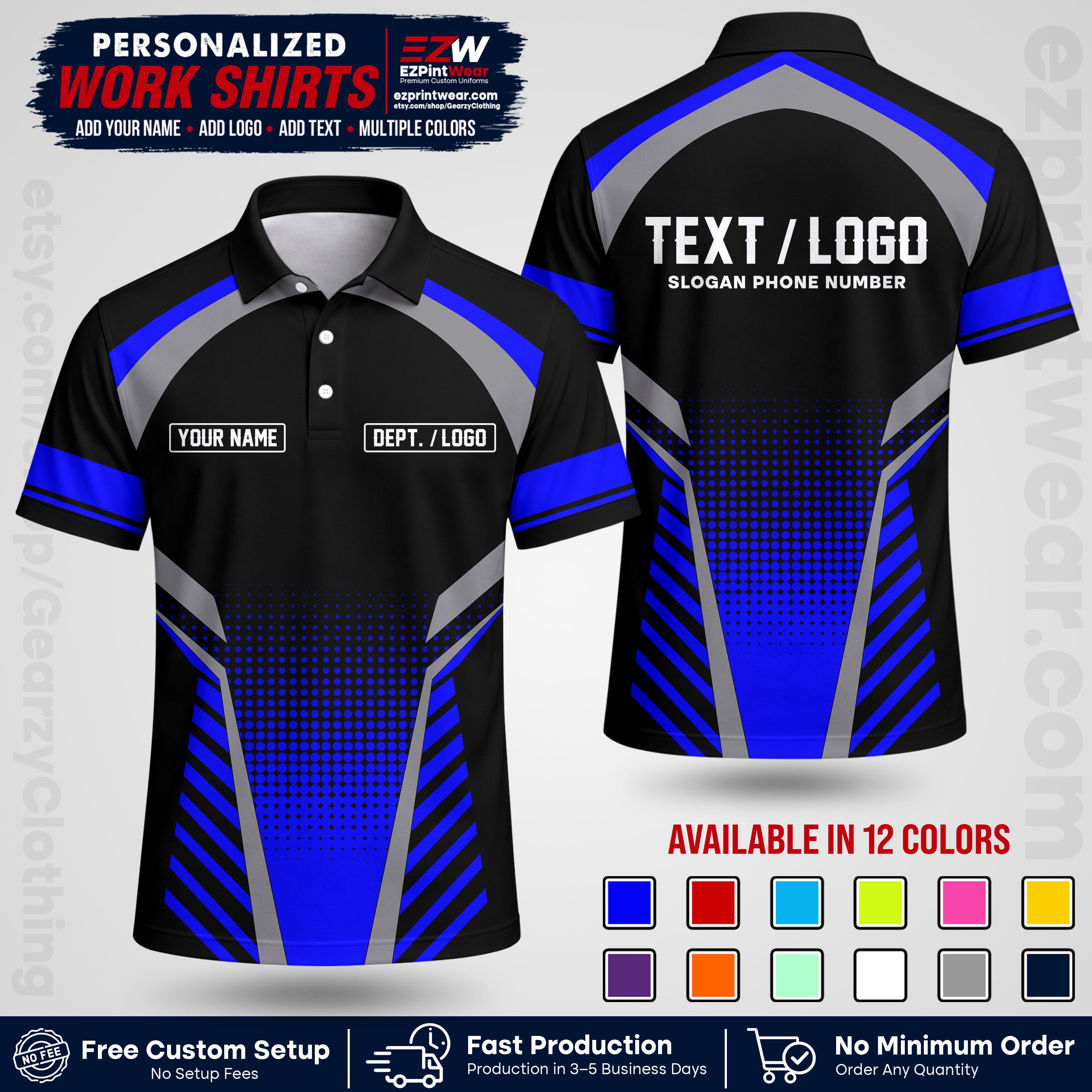 Custom All Over Print Work Uniform Shirt with Name, Logo & Text | Custom Hawaiian Shirt | Company Shirt | Employee Uniform UNF19