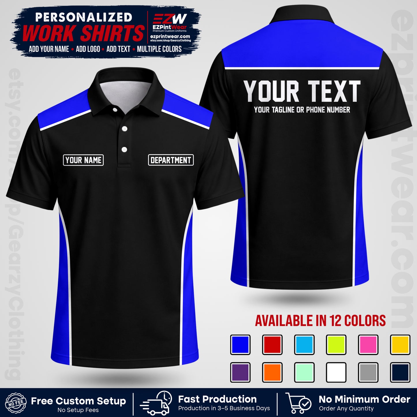 Custom All Over Print Work Uniform Shirt with Name, Logo & Text | Custom Hawaiian Shirt | Company Shirt | Employee Uniform UNF12