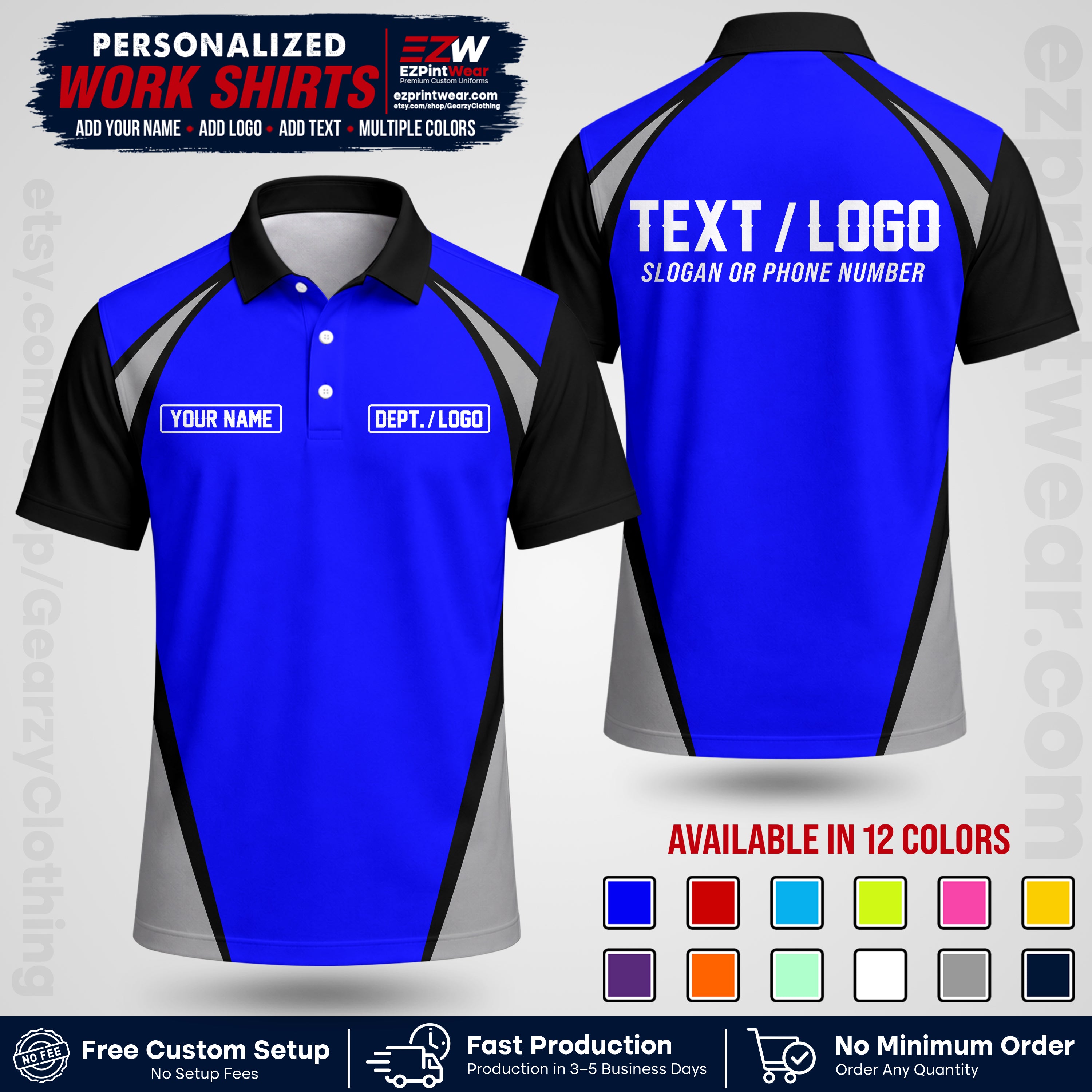 Custom All Over Print Work Uniform Shirt with Name, Logo & Text | Custom Hawaiian Shirt | Company Shirt | Employee Uniform UNF20