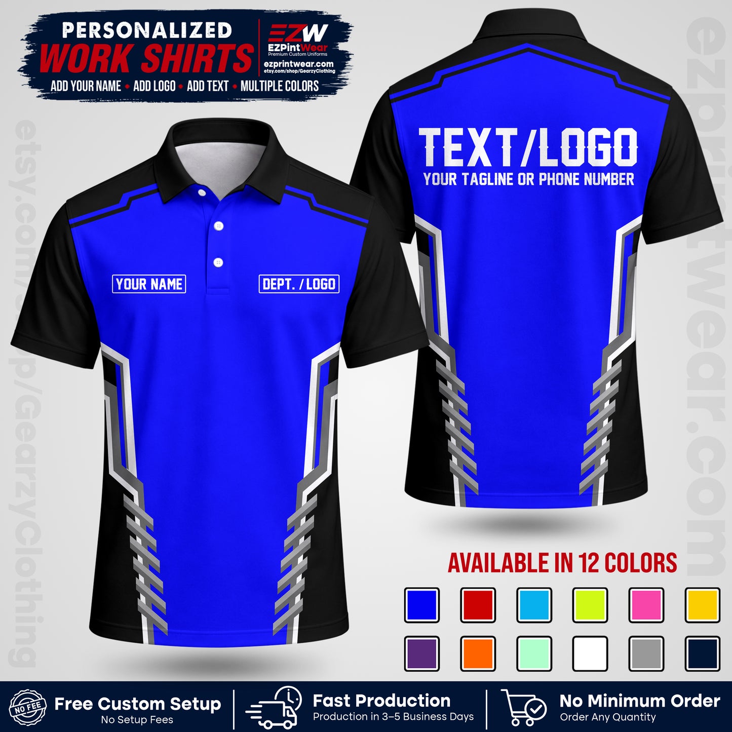 Custom All Over Print Work Uniform Shirt with Name, Logo & Text | Custom Hawaiian Shirt | Company Shirt | Employee Uniform UNF15