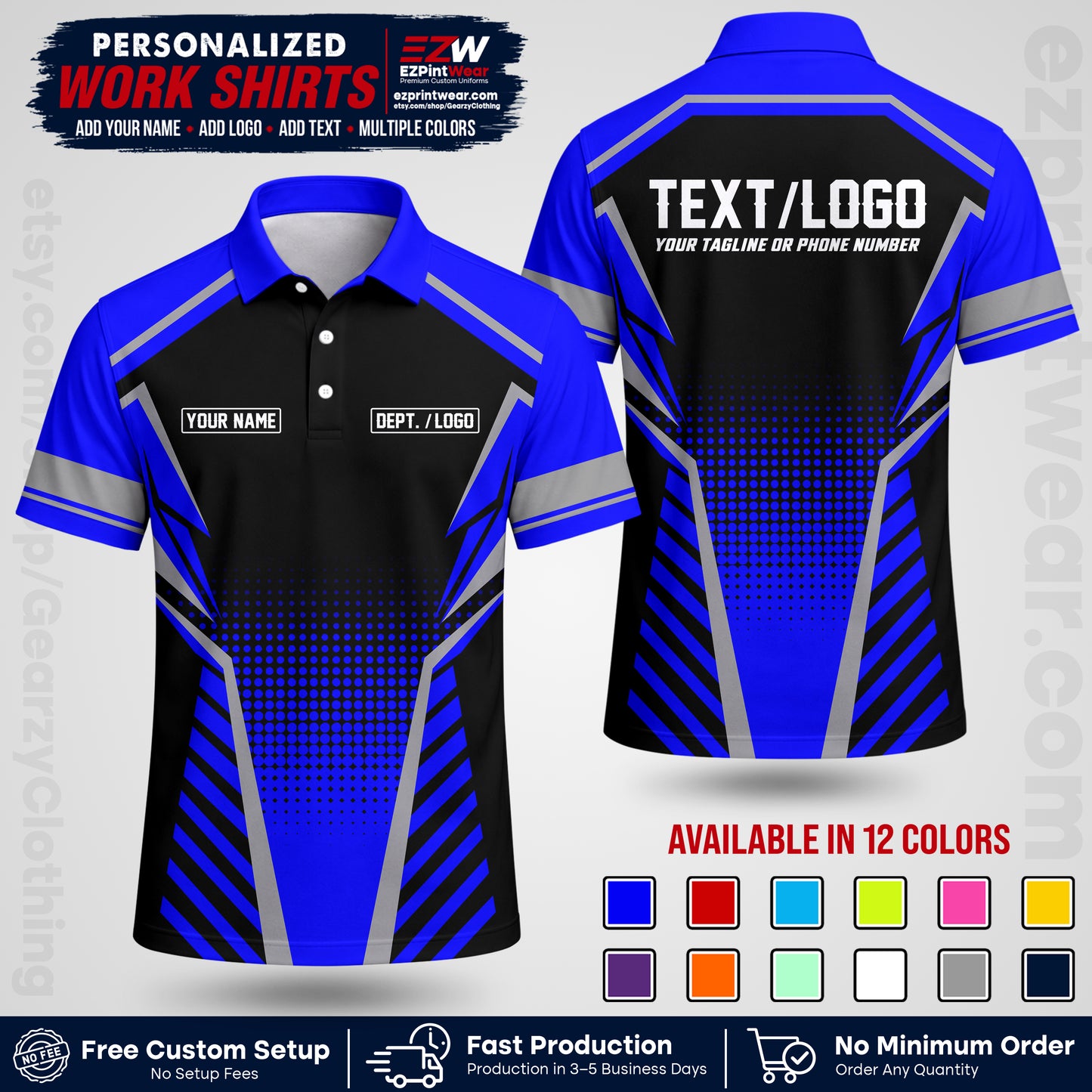 Custom All Over Print Work Uniform Shirt with Name, Logo & Text | Custom Hawaiian Shirt | Company Shirt | Employee Uniform UNF14