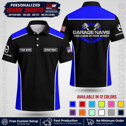 Custom Mechanic Work Shirt with Name, Logo & Text | Auto Shop Uniform | Workwear MCN 07