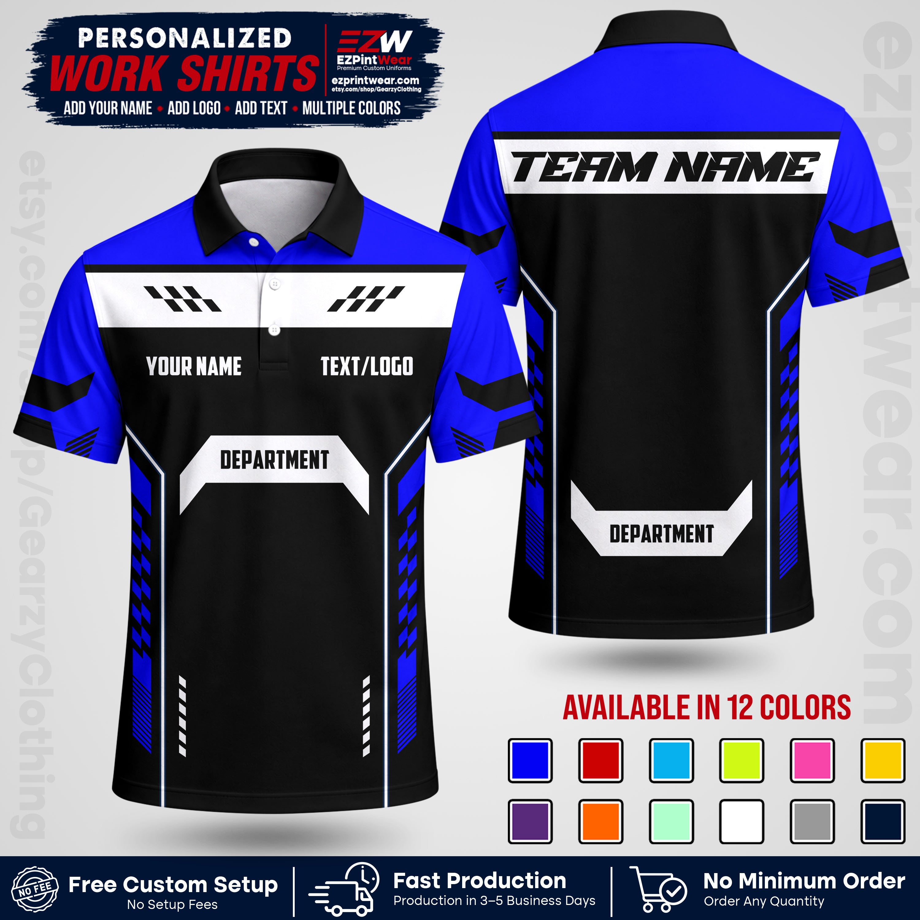 Custom All Over Print Work Uniform Shirt with Name, Logo & Text | Custom Hawaiian Shirt | Company Shirt | Employee Uniform UNF18