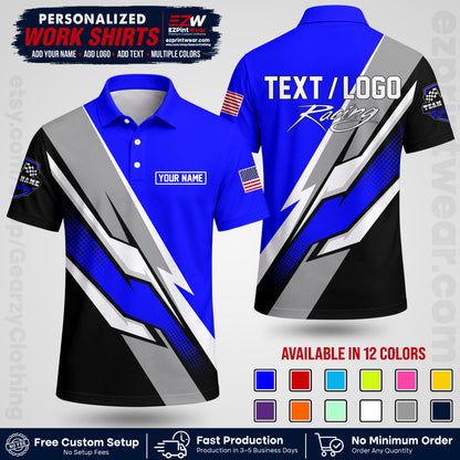 Custom Racing Shirt with Name, Logo & Text | Race Team Uniform | Crew Apparel RC01