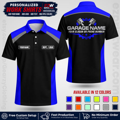 Custom Mechanic Work Shirt with Name, Logo & Text | Auto Shop Uniform | Workwear MCN 06