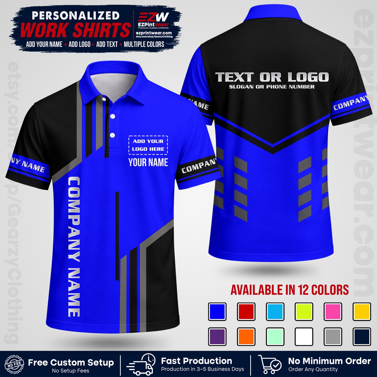 Custom All Over Print Work Uniform Shirt with Name, Logo & Text | Custom Hawaiian Shirt | Company Shirt | Employee Uniform UNF10