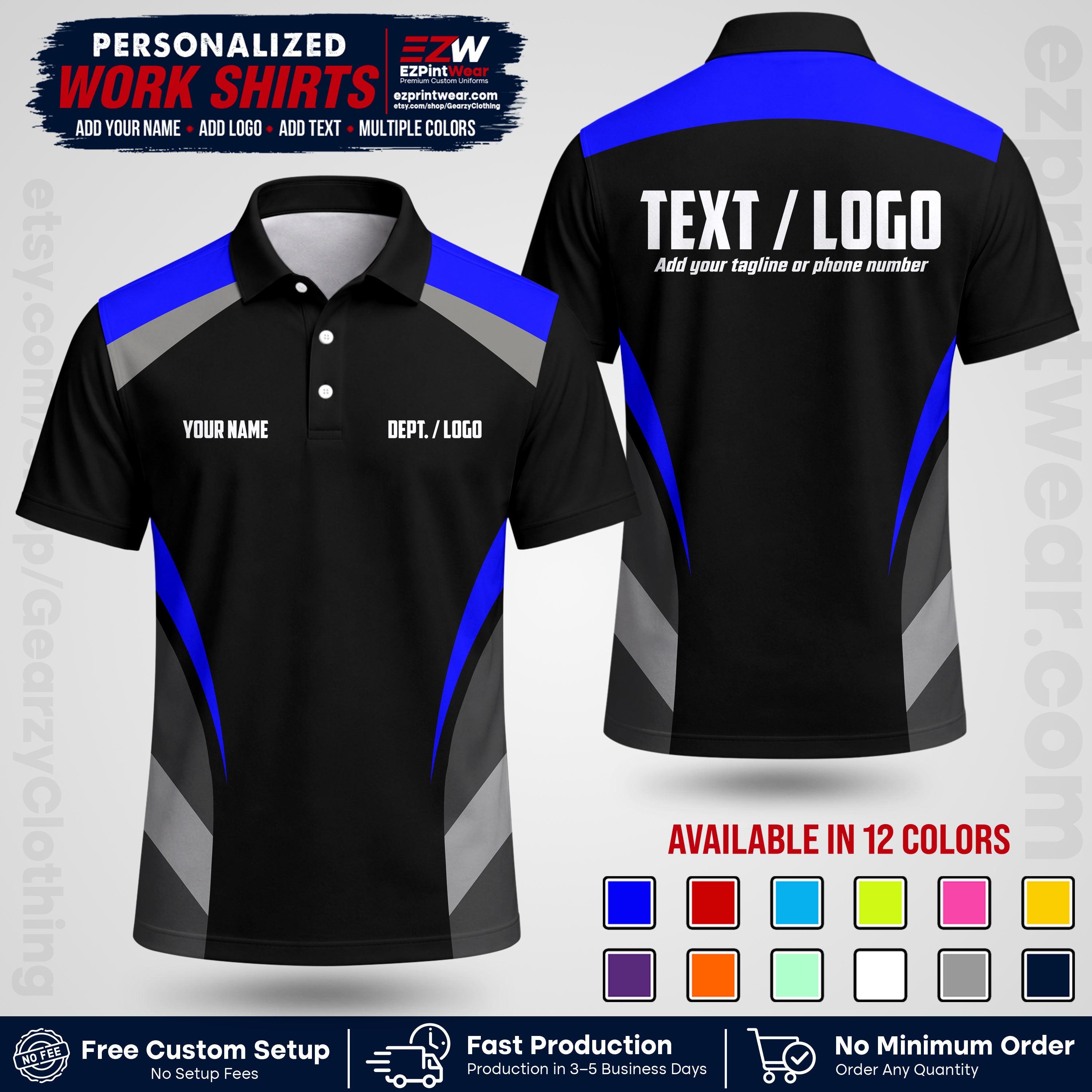 Custom All Over Print Work Uniform Shirt with Name, Logo & Text | Custom Hawaiian Shirt | Company Shirt | Employee Uniform UNF03