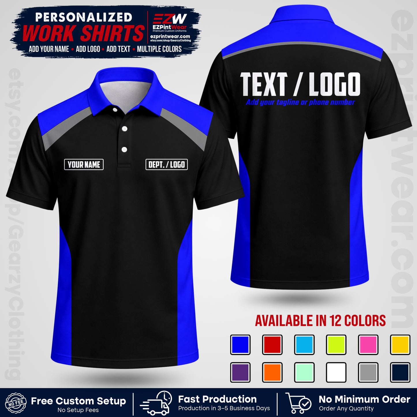 Custom All Over Print Work Uniform Shirt with Name, Logo & Text | Custom Hawaiian Shirt | Company Shirt | Employee Uniform UNF04