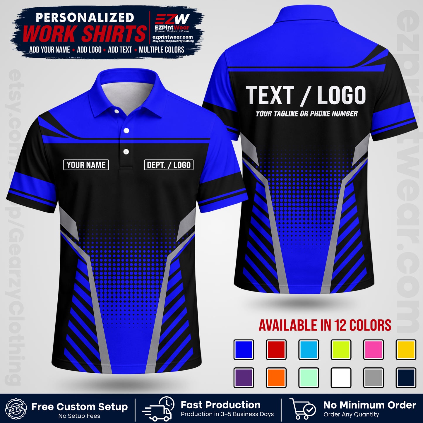 Custom All Over Print Work Uniform Shirt with Name, Logo & Text | Custom Hawaiian Shirt | Company Shirt | Employee Uniform UNF08