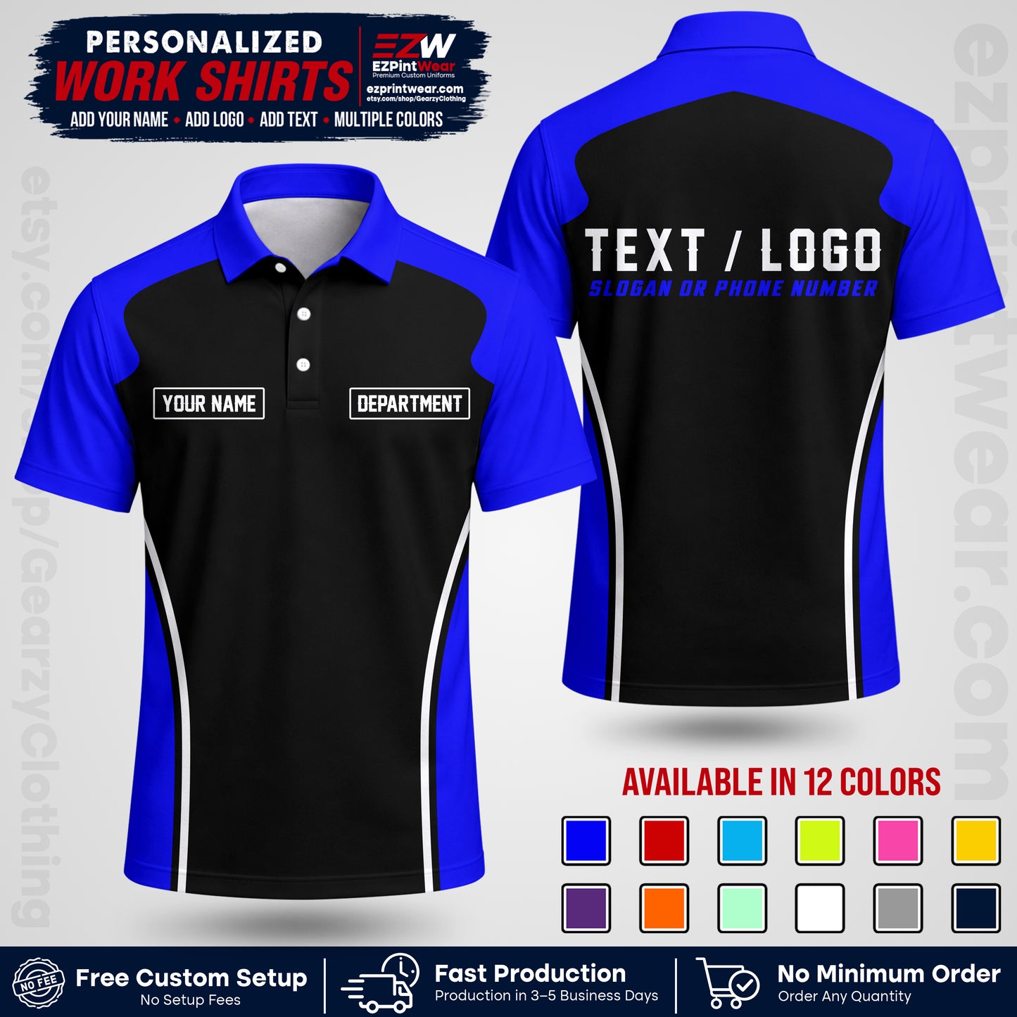 Custom All Over Print Work Uniform Shirt with Name, Logo & Text | Custom Hawaiian Shirt | Company Shirt | Employee Uniform UNF16