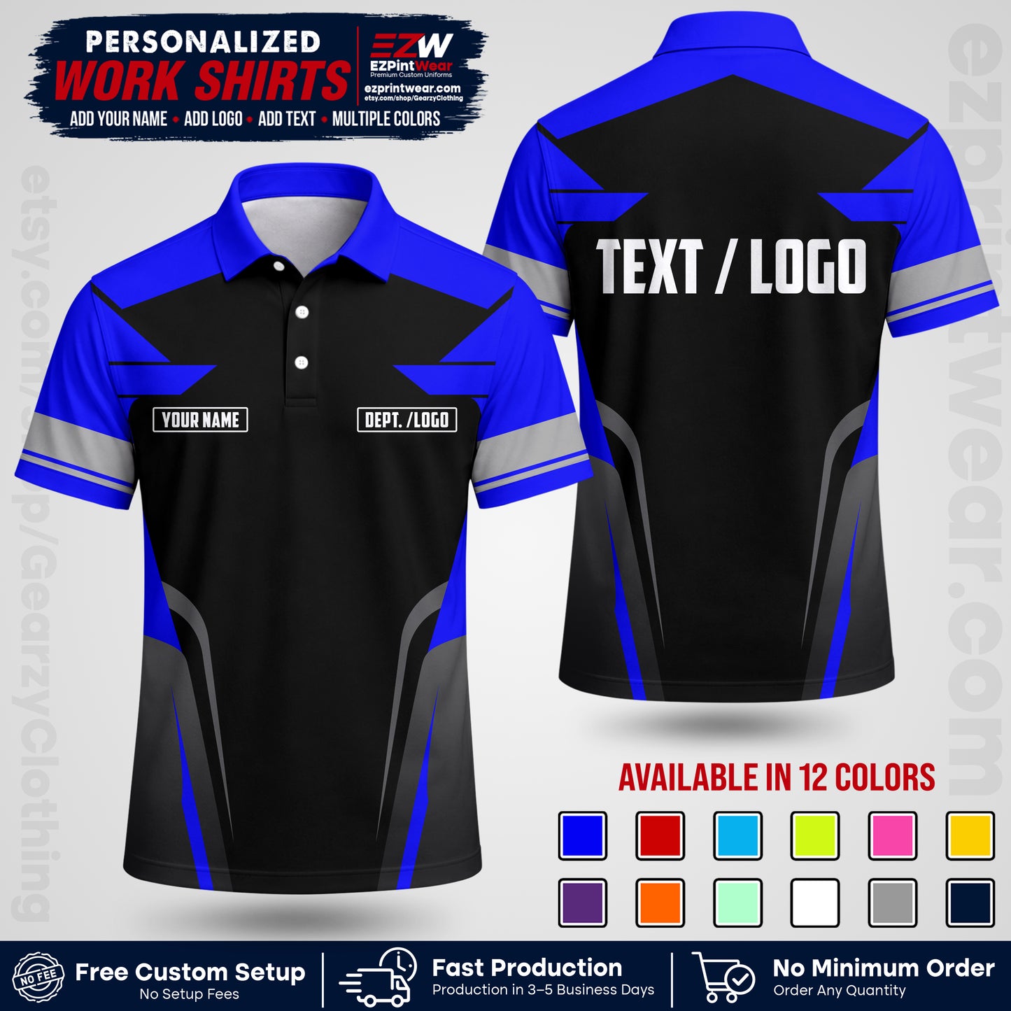 Custom All Over Print Work Uniform Shirt with Name, Logo & Text | Custom Hawaiian Shirt | Company Shirt | Employee Uniform UNF01